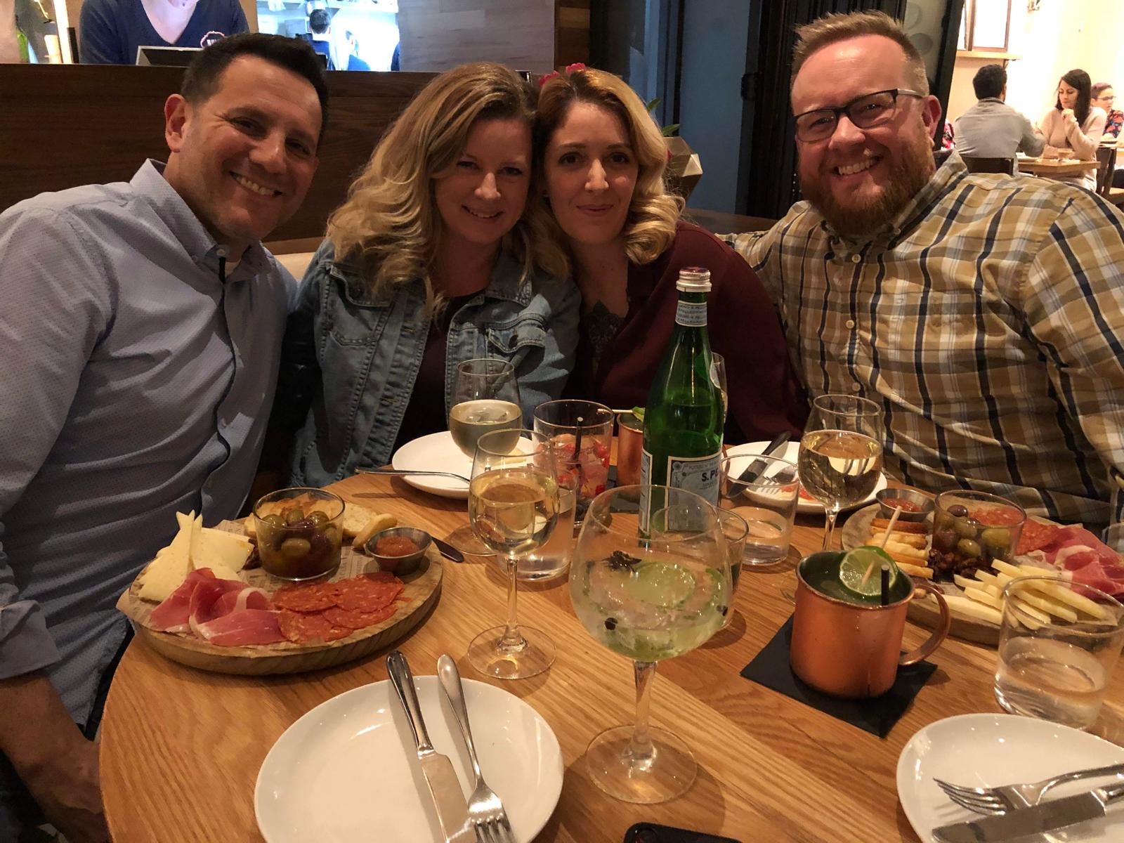 Joe, Michelle, Lindsay and Robert sitting at dinner.